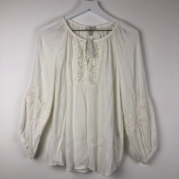 Joie Tops - Joie Orval Lace Detail Peasant Blouse